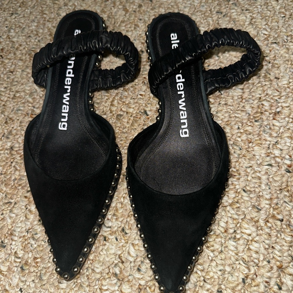 Alexander Wang Black Suede Heels with Slingback Strap